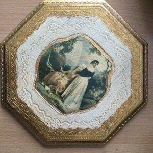 Made in Italy Wall Plaques wall hanging wooden gold trim Octagon shape 20cm wide